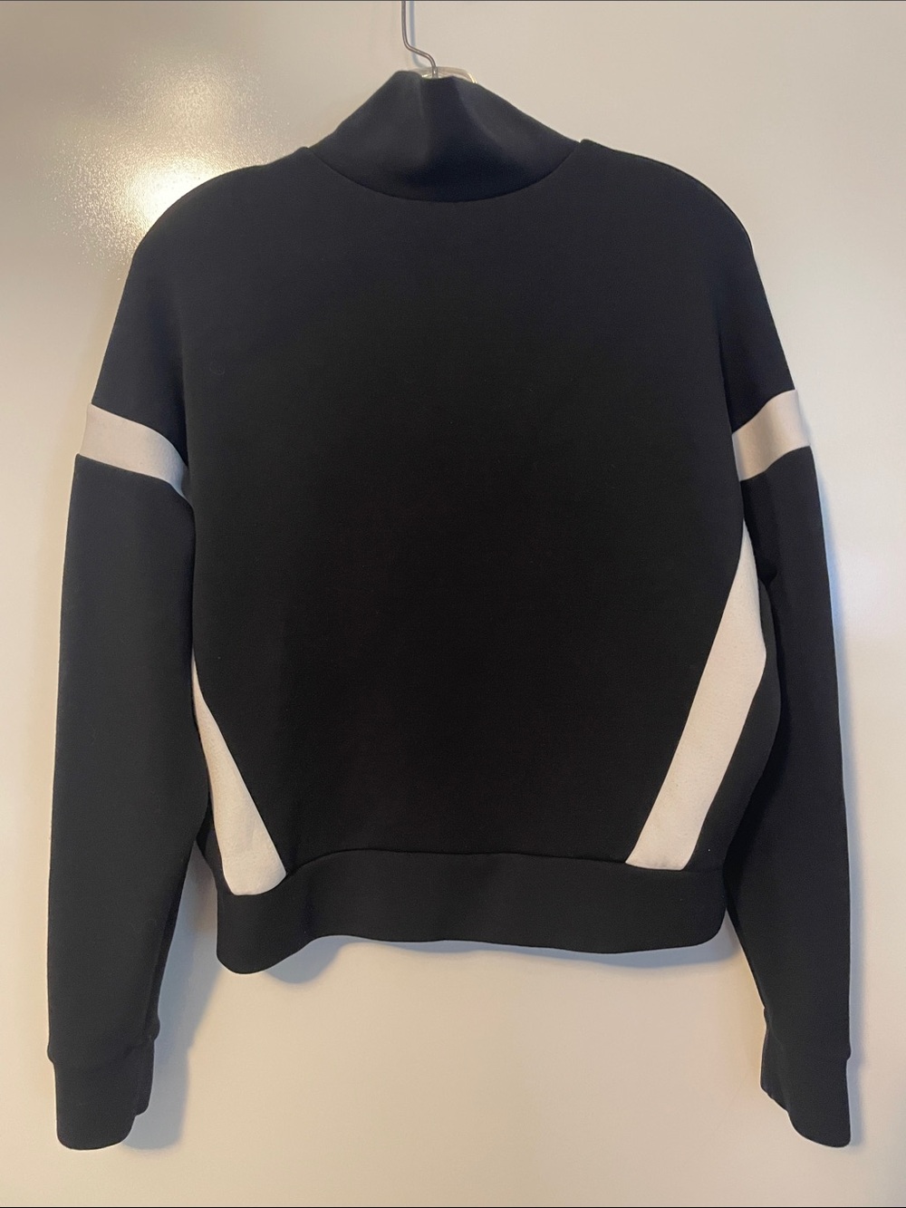 Spanx Jacket Womens Medium Black AirEssentials Full Zip Jersey Striped Relaxed - Picture 3 of 6